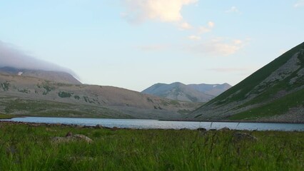 Wall Mural - Scenic evening with mountains background and Levanis lake in Georgia