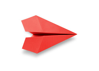 Wall Mural - red paper plane origami isolated on a white background