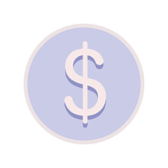 Poster - Coin with dollar sign semi flat color vector object. Cash money. Savings and earnings. Full sized item on white. Finance simple cartoon style illustration for web graphic design and animation