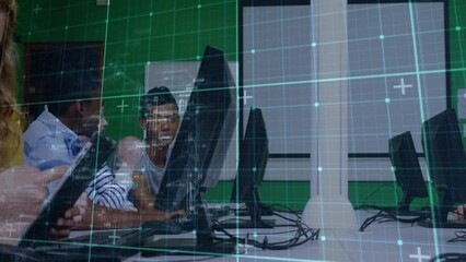 Poster - Animation of digital interface over diverse group of people