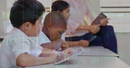 Poster - Animation of graphs and financial data over diverse pupils using tablets in classroom