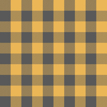 Yellow And Grey Scotland Textile Seamless Pattern. Fabric Texture Check Tartan Plaid. Abstract Geometric Background For Cloth, Card, Fabric. Monochrome Graphic Design. Modern Squared Ornament