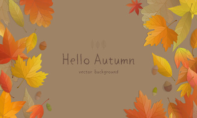 Wall Mural - Vector illustration of autumn banner background with copy space. Fall landscape concept.