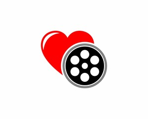 Wall Mural - Love and reel film vector logo
