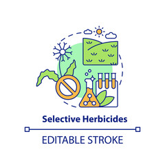 Sticker - Selective herbicides concept icon. Source of agricultural productivity abstract idea thin line illustration. Isolated outline drawing. Editable stroke. Arial, Myriad Pro-Bold fonts used