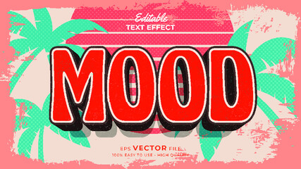 Editable text style effect - retro summer text in grunge style theme