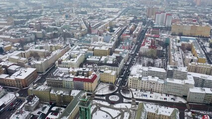 Sticker - Drone video of Ostrava city, Czech Republic during winter, 4k