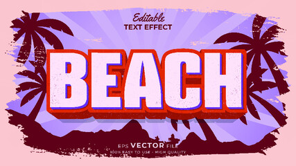 Editable text style effect - retro summer text in grunge style theme