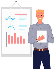 Poster - analytics information and development statistics. web analysis measure, product testing technology. 