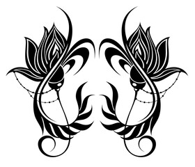 Wall Mural - flower design sketch for pattern,lace edge. floral tattoo