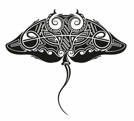 Poster - The Tattoo of Manta, Union, beauty tattoo, Stingray Tattoo, Vector Illustration