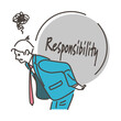 Concept of self-responsibility. Male businessperson carrying a heavy burden [Vector illustration].