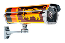 Surveillance Camera With Sri Lankan Flag. 3D Rendering