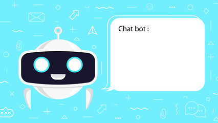 Wall Mural - Chat bot concept illustration for virtual assistant, talk bubble speech, digital marketing, chat app, ai, artificial intelligence. Vector 10 eps