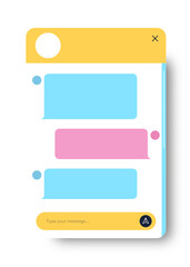 Wall Mural - Vector chat window modern style for website and mobile app isolated on background. Social communication chatting, chat bot. Group text messaging app. 10 eps