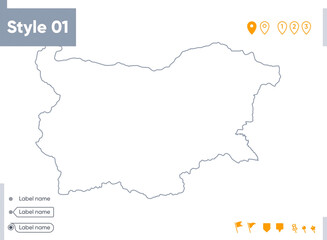 Naklejka na meble Bulgaria - stroke map isolated on white background. Outline map. Vector map