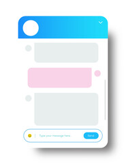 Wall Mural - Chat window for website and mobile app isolated on background. Social communication chatting, chat bot. Group text messaging app. Vector 10 eps