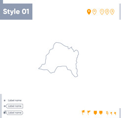 Naklejka na meble Santiago Metropolitan, Chile - stroke map isolated on white background. Outline map. Vector map