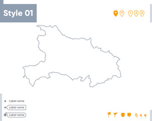 Naklejka na meble Hubei, China - stroke map isolated on white background. Outline map. Vector map