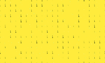 Poster - Seamless background pattern of evenly spaced black gyroscooters of different sizes and opacity. Vector illustration on yellow background with stars