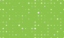 Seamless Background Pattern Of Evenly Spaced White Quatrefoil Symbols Of Different Sizes And Opacity. Vector Illustration On Light Green Background With Stars