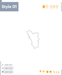 Naklejka na meble Goa, India - stroke map isolated on white background. Outline map. Vector map