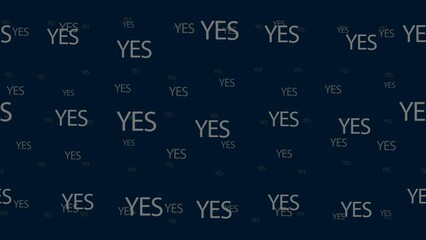 Poster - yes symbols float horizontally from left to right. parallax fly effect. floating symbols are located