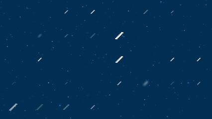 Poster - Template animation of evenly spaced stairs symbols of different sizes and opacity. Animation of transparency and size. Seamless looped 4k animation on dark blue background with stars