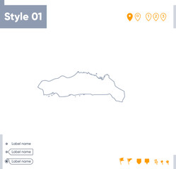 Naklejka na meble Gorontalo, Indonesia - stroke map isolated on white background. Outline map. Vector map