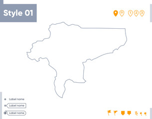 Naklejka na meble Isfahan, Iran - stroke map isolated on white background. Outline map. Vector map