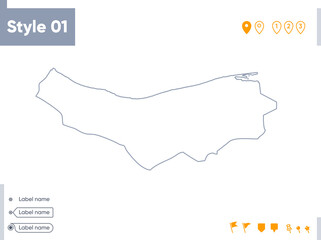 Naklejka na meble Mazandaran, Iran - stroke map isolated on white background. Outline map. Vector map