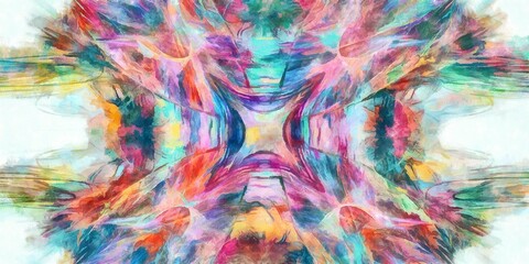 Digital painterly watercolor bright fractal stylised background gradient