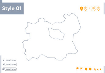 Naklejka na meble Tov, Mongolia - stroke map isolated on white background. Outline map. Vector map