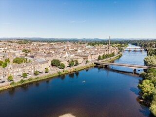Wall Mural - Aerial view of Perth, Scotland on a beautiful summer day.