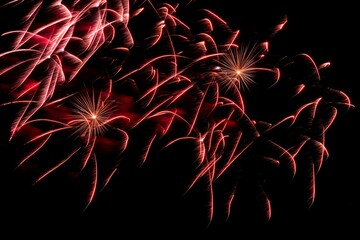 Poster - Bright festive fireworks. Explosions of pyrotechnics against the black night sky.