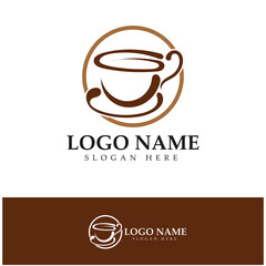 Poster - Coffee cup Logo Template vector icon illustration  design