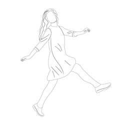 Wall Mural - girl sketch on white background outline isolated