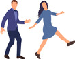 © zolotons - man and woman walking in flat style, isolated, vector