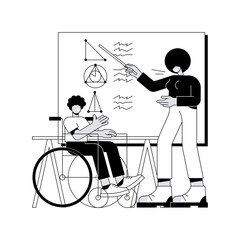 Poster - Inclusive education abstract concept vector illustration. Inclusive classroom, education for children with special needs, communicative competence, diversity school program abstract metaphor.
