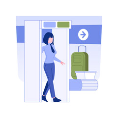 Poster - Security check isolated concept vector illustration. Woman deals with security check in the airport, business class travel, luxury passengers work trip, screening process vector concept.