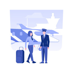 Poster - Meeting VIP passenger isolated concept vector illustration. Private jet worker meets VIP guest, business class travel, company executive, passenger exits the plane, luxury trip vector concept.