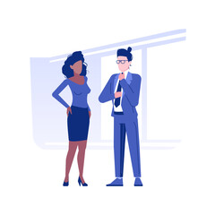 Poster - Corporate dress code isolated concept vector illustration. Colleagues wearing classic outfits, business etiquette, corporate culture, company rules, neutral colors clothing vector concept.