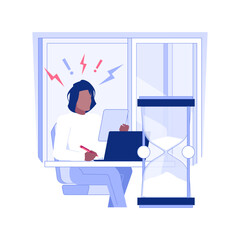Poster - Project deadline isolated concept vector illustration. Worker trying to meet deadlines, business etiquette, corporate culture, company rules, stressed employee, countdown timer vector concept.