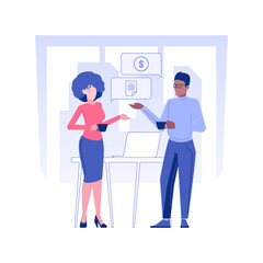 Poster - Internal communication isolated concept vector illustration. Colleagues talking and drinking coffee, workers communication, business etiquette, corporate culture, company rules vector concept.