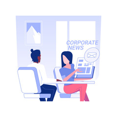 Poster - Corporate news and updates isolated concept vector illustration. Group of colleagues getting corporate newsletter, business etiquette, company rules, teambuilding idea vector concept.