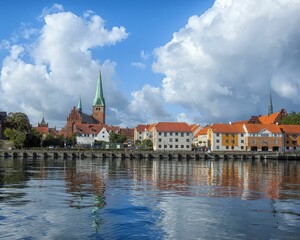 Sticker - Vertical shot of Helsingor cityscape in Denmark