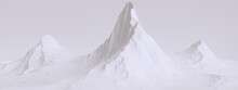 Three Mountain Peaks Abstract White 3d Rendering Panorama