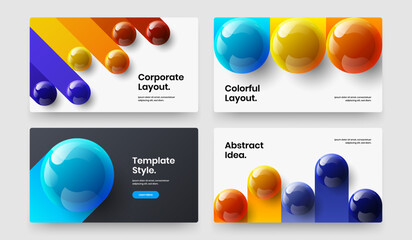 Wall Mural - abstract realistic spheres landing page layout composition. multicolored placard design vector conce