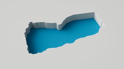 Sticker - 3d illustration of Yemen Map 3d inner extrude map Sea Depth with inner shadow.