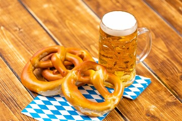 Pretzel and beer for german oktoberfest